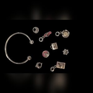 Silver and Pink Charm Bracelet Set